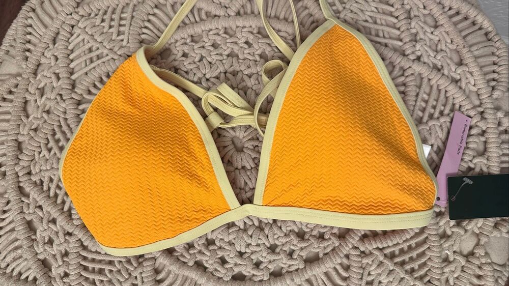 Wild Fable Yellow and Orange Textured Triangle Bikini Top Size Large New